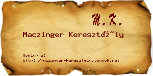 Maczinger Keresztély névjegykártya